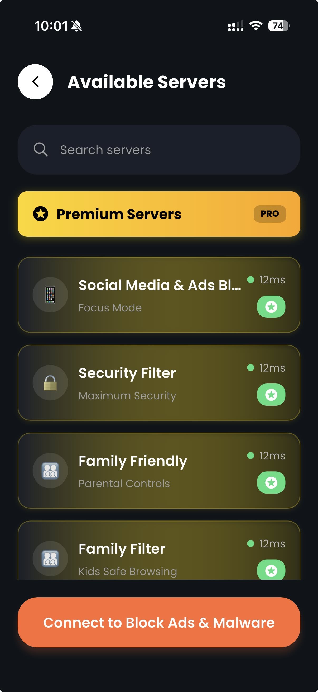 Premium servers with ad blocking