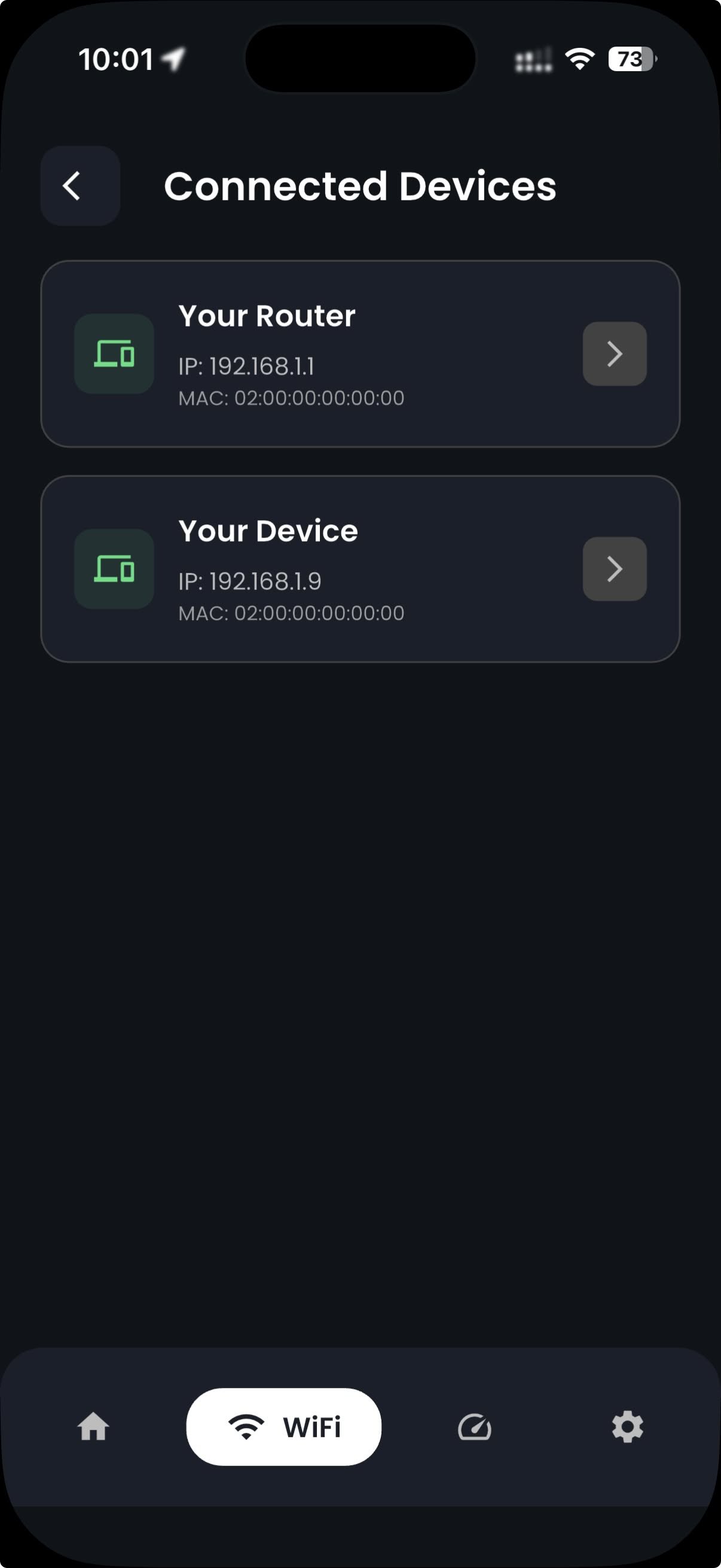 Connected devices scanner